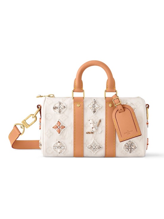 Louis Vuitton Handbags - NEW *RARE* Louis Vuitton Keepall Bandoulière 25 Off-White Denim Seashell